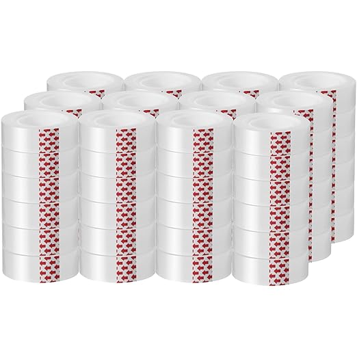 72 Rolls Clear Tape, Transparent Tape Refills for Dispenser, 1 Inch Core, 3/4 x 800 Inches, Strong Adhesive for Gift Wrapping, Office, School, Home, Desk Supplies & Crafts