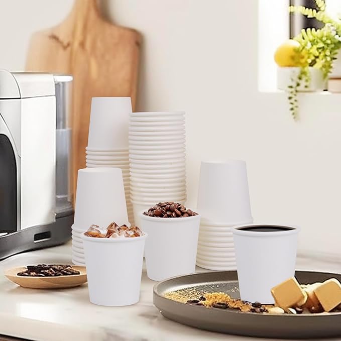 100 Count 5 oz Bathroom Cups, 5 oz Disposable Paper Cups, Small Mouthwash Cup, 5 Ounce Mini White Espresso Cups for Party, Travel, Picnic