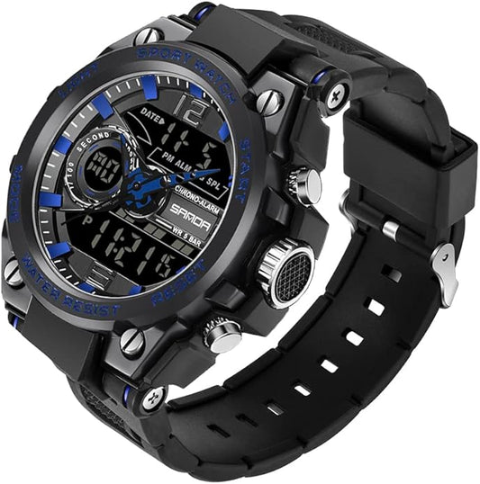 KXAITO Men's Watches Sports Outdoor Waterproof Military Watch Date Multi Function Tactics LED Alarm Stopwatch