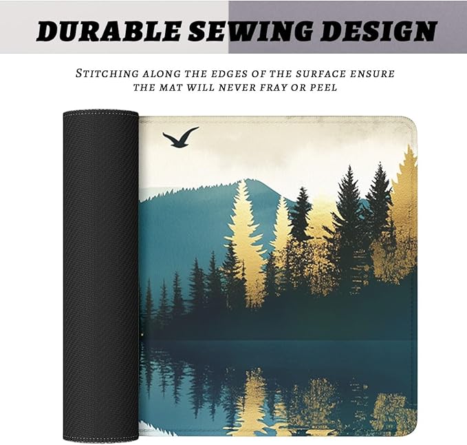 Mountain Forest Desk Pad Mouse Pad Abstract Nature Lake Scenic Mousepad XL Large Gaming Mouse Pad Laptop Keyboard Mat Desk Pad 31.5"x11.8"