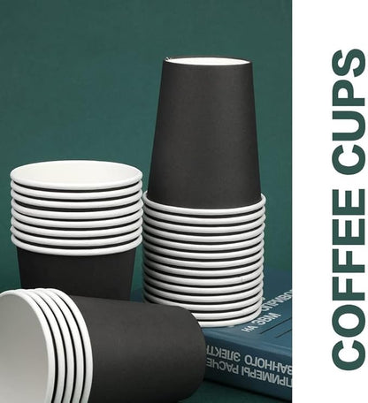 Paper Cups 8 oz 50 Pack Disposable Paper Cups, Paper Coffee Cups, Disposable Cups for Hot or Cold Beverage Drinking for Halloween, Party, Picnic, BBQ, Travel, and Event -Black