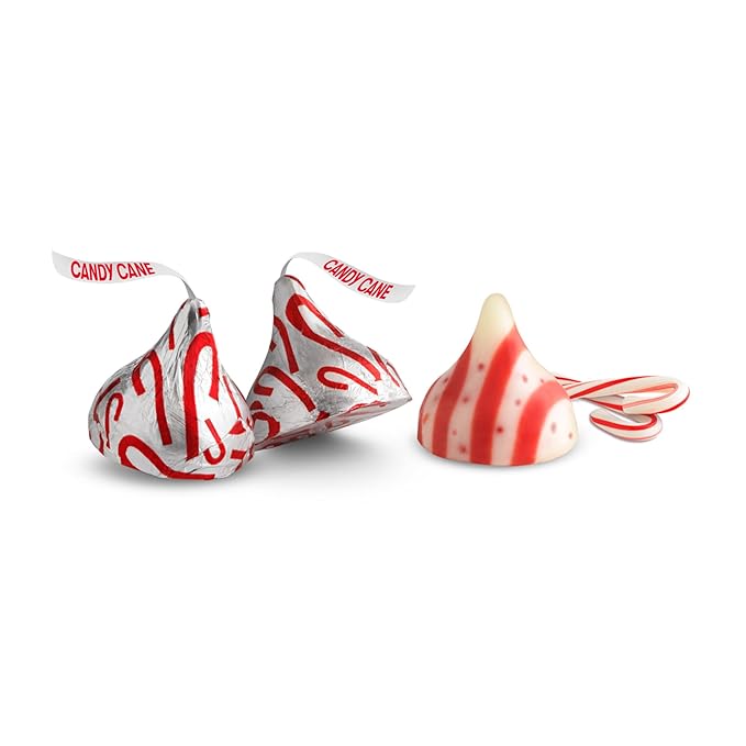 HERSHEY'S KISSES Candy Cane Flavored, Christmas Candy Bulk Bag, 31.67 oz