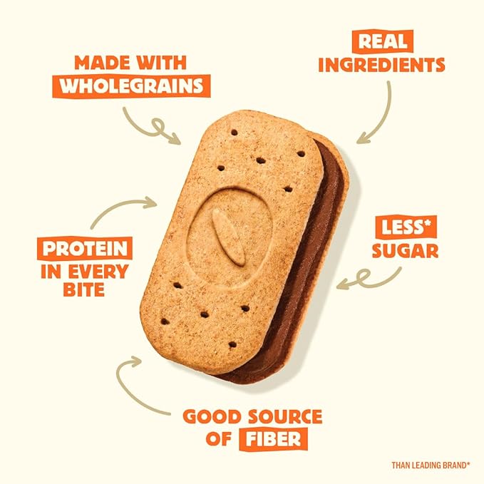 Olyra Dark Chocolate Sandwich Breakfast Biscuits, Healthy Snacks for Kids and Adults, Low Sugar, High Fiber Cookies, Organic Kids Snacks, with Ancient Greek Grains, USDA Certified Organic, Non GMO, 12 Packs