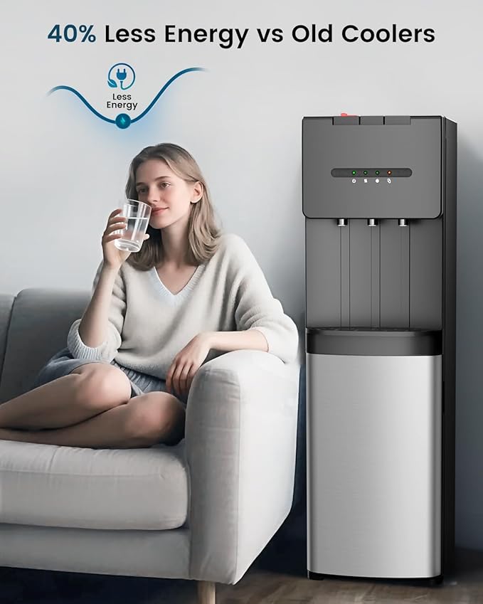 Bottom Loading Water Cooler Dispenser for 5 Gallon Bottles - 3 Temperatures with Hot, Cold & Room Spouts, Water Dispenser with Child Safety Lock for Home, Office, Kitchen