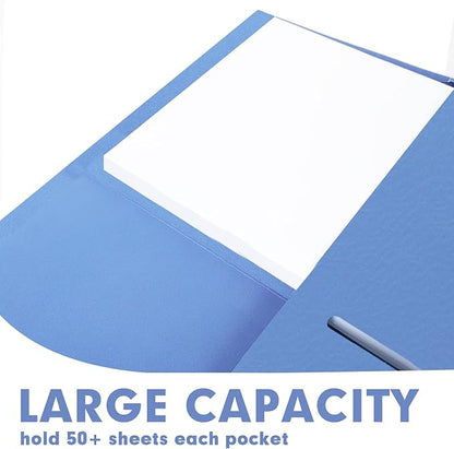 Two Pocket Folders, RAZCC 100 Pack File Folders with Pockets Fit Letter Size Paper, Thick Paper File Folder for School Office Business Home, Assorted 10 Colors