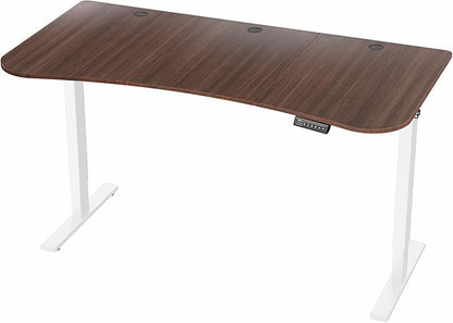 VIVO Electric 63 x 32 in Standing Desk, Memory Height Adjustment, 1B Series, Dark Walnut Top White Frame, DESK-KIT-1W1D