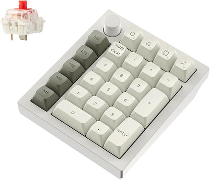 Keychron Q0 Max Wireless Custom Mechanical Numpad, 2.4 GHz/Bluetooth 5.1/Wired QMK Number Pad, RGB Hot-Swappable with Gateron Red Switch for Laptop Mac Windows Linux - White
