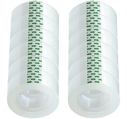 Transparent Tape Refill Rolls for Dispenser, Tear by Hand,12 Rolls x 900 inches