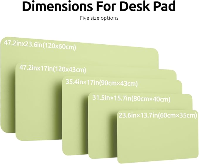 YSAGi Leather Desk Protector, Office Mat, Large Mouse Mat, Non-Slip PU Leather Blotter, Laptop Desk Mat, Waterproof Writing Pad for Office and Home (Peak Green, 31.5" x 15.8")