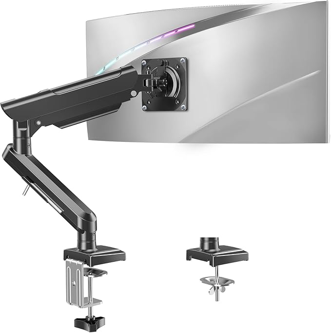 Single Monitor Mount for 32 27 24 22 inch Screen, Gas Spring Arm Holds 4.4-22 lbs, Monitor Desk Mount, Gaming & Home Office Use, VESA 75x75mm & 100x100mm, Freelift Pro Black