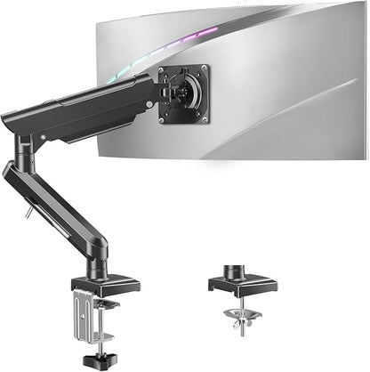 Single Monitor Mount for 32 27 24 22 inch Screen, Gas Spring Arm Holds 4.4-22 lbs, Monitor Desk Mount, Gaming & Home Office Use, VESA 75x75mm & 100x100mm, Freelift Pro Black