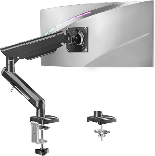 Single Monitor Mount for 32 27 24 22 inch Screen, Gas Spring Arm Holds 4.4-22 lbs, Monitor Desk Mount, Gaming & Home Office Use, VESA 75x75mm & 100x100mm, Freelift Pro Black