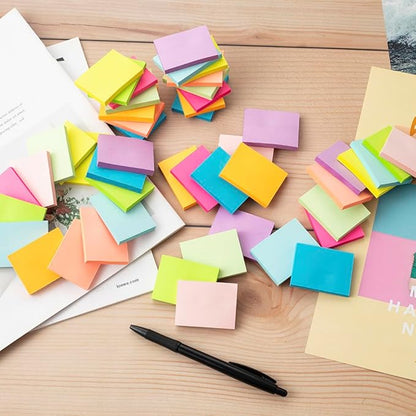 (50 Pads) Sticky Notes 1.5x2, 10 Colors Self Sticky Notes, Sticky Pads, Recyclable, Self-Stick Pads, Easy to Stick for Home, Office, Notebook