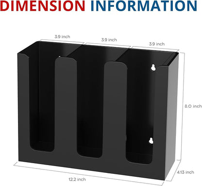 Acrylic Cup and Lid Holder, 3 Compartment, Disposable Coffee Cup Dispenser Cup Storage Organizer, Black