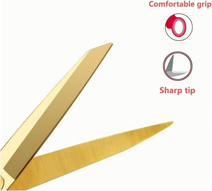 Ribbon Cutting Scissors,8 Inches Gold Scissors,Full Stainless Steel Material,Suitable for Ribbon-Cutting,Office,Home,Sewing,and Crafts