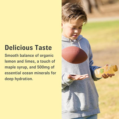 Organic Lemon Lime Electrolytes SuperAde Drink, Effective Hydration, SuperFood Lemonade by Sol-ti, Cold-Pressed Juice Blend, 16 Pack (14.9 Fl oz)