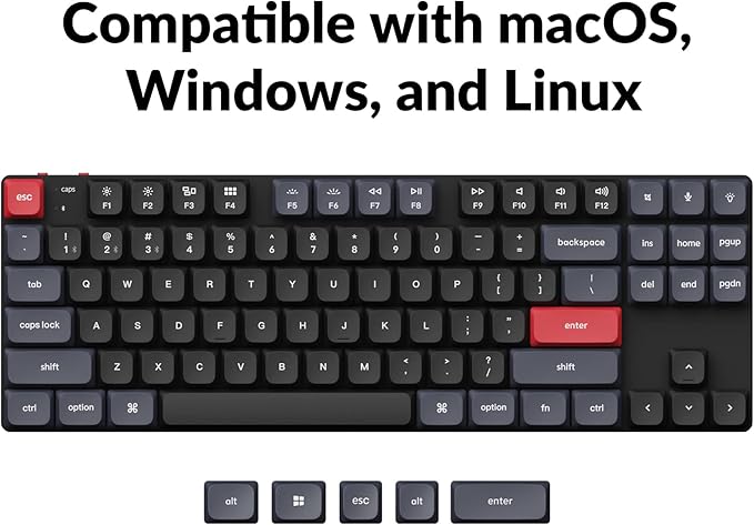 Keychron K1 Pro RGB Ultra-Slim QMK/VIA Custom Bluetooth Wireless/USB Wired Mechanical Keyboard with Low-Profile Gateron Brown Switch, PBT Keycaps TKL Layout Computer Keyboard for Mac Windows Linux