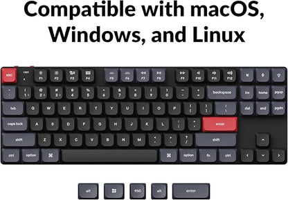 Keychron K1 Pro RGB Ultra-Slim QMK/VIA Custom Bluetooth Wireless/USB Wired Mechanical Keyboard with Low-Profile Gateron Brown Switch, PBT Keycaps TKL Layout Computer Keyboard for Mac Windows Linux