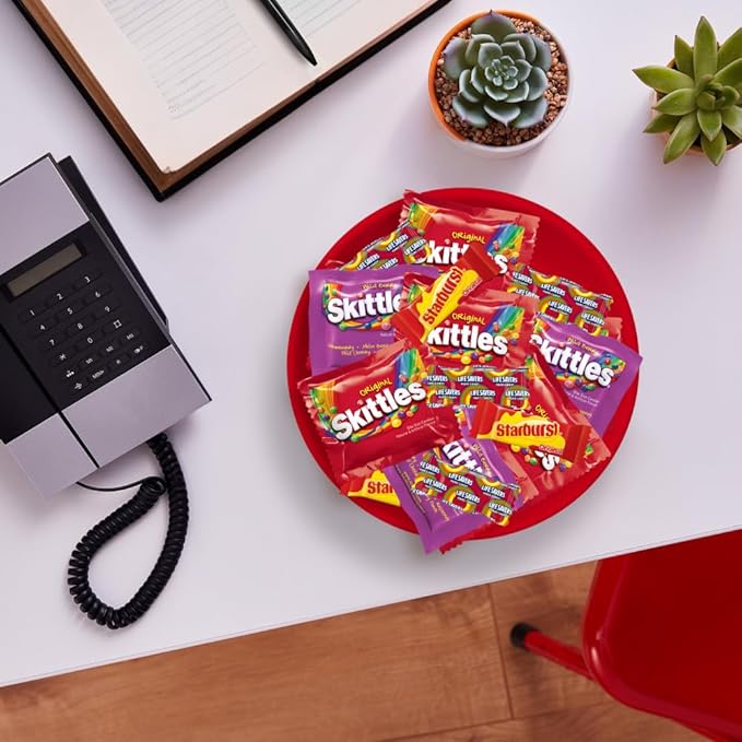 SKITTLES Original, SKITTLES Wild Berry STARBURST & LIFE SAVERS Hard Candy Fun Size Fruity Candy Assortment, 135 Ct Bulk Bag Christmas Candy