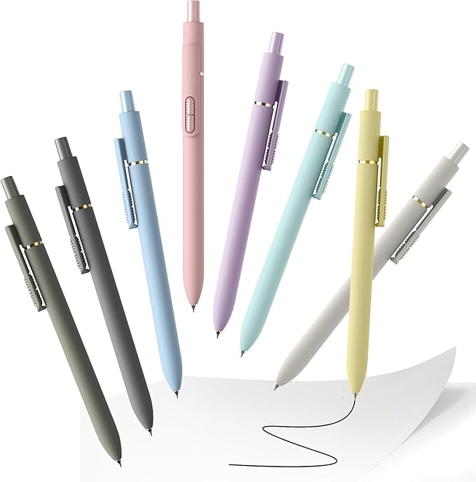 Fidget Gel Pens 8 Pack - 0.7mm Fine Point Morandi Colors Black Ink,Smooth Writing Pens, Quick-Dry Black Ink for Journaling, School & Office Supplies, Long Lasting Aesthetic Pens, Gift for Women