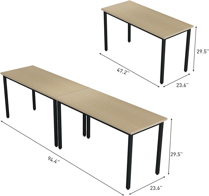 Bonzy Home Conference Tables 8ft Office Computer Desk for Meeting Room Study Writing Printer Podcast Table for 4-8 People Rustic Natural 2PCS 94.4"x23.6"x29.5"