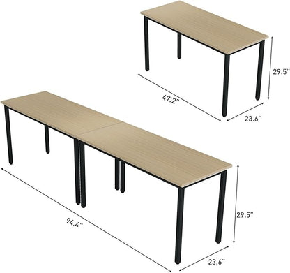 Bonzy Home Conference Tables 8ft Office Computer Desk for Meeting Room Study Writing Printer Podcast Table for 4-8 People Rustic Natural 2PCS 94.4"x23.6"x29.5"