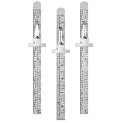 3 Pieces 6 Inch 15 cm Pocket Ruler Flexible Precision Stainless Steel Ruler with Detachable Clips Stainless Steel Pocket Clip Scale Gauge Metric British System