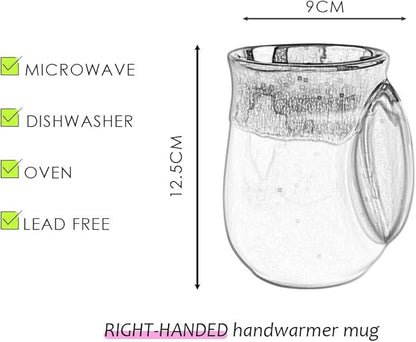 Selamica Porcelain 18oz Novelty Right-handed Handwarmer Mug, Coffee Mug, Tea Mug for family friends and couple - Pink