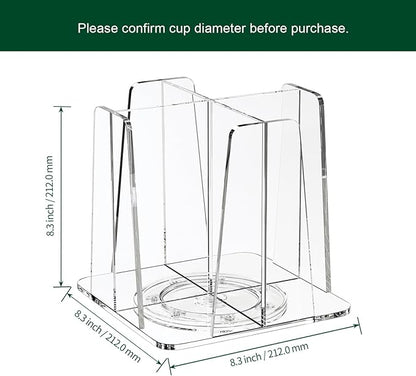 Coffee Cup Organizer for Countertop - Rotating Plastic Cup Holder 4 Compartments Clear Acrylic Cup and Lid Holder for Coffee Bar Restaurant Breakroom Disposable Paper Coffee Cup Dispenser