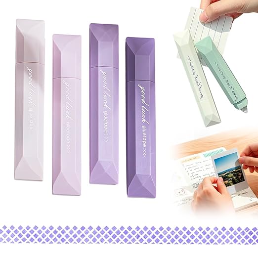 Double Sided Tape Pens, 4PCS Craft Adhesive Glue Applicator, Double Sided Glue Pen for Scrapbooking, Gift Wrapping, Photo Mounting, School Office DIY Crafts (Purple)