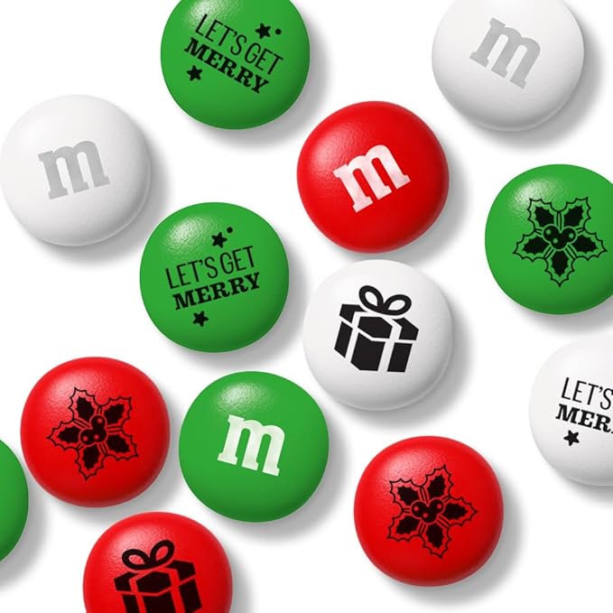 M&M'S WORLD Holiday Gift Jar in Holiday Lights Tube, Unique Holiday Gift filled with Pre-Designed M&M’S Holiday Candies