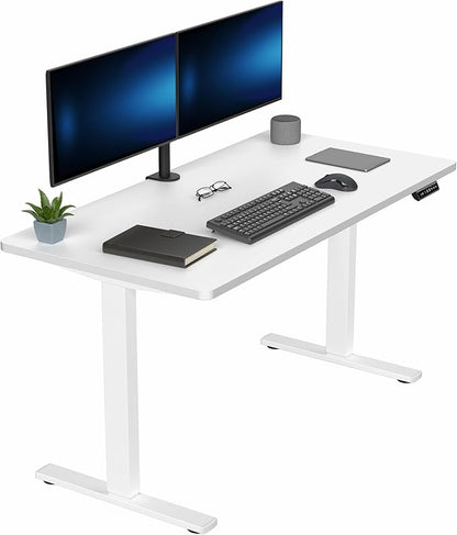 VIVO Electric 55 x 28 in Standing Desk, Memory Height Adjustment, 1B Series, One-Piece White Top, White Frame, DESK-KIT-1W55W