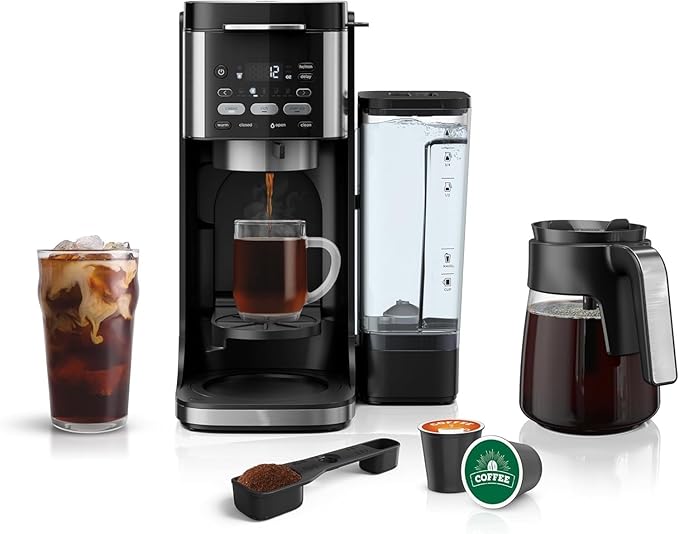 Ninjja | Drip Coffee Maker | Dual-Brew Pro Hot & Iced Coffee Machine | Use with KCup Coffee Pods | 3 Brew Styles (Classic, Rich, & Iced) | 60oz Removable Reservoir & Dishwasher Safe | Black | CFP101
