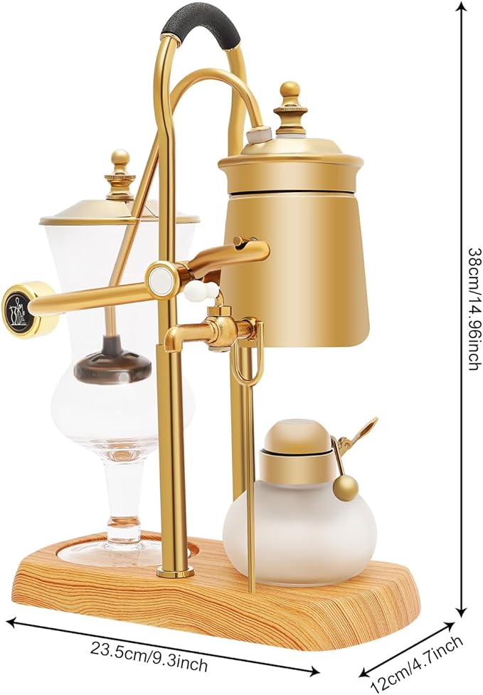 Balance Syphon Coffee Maker, 400ml Siphon Brewer, Elegant Retro Coffee Pot, Retro-Style Vacuum Coffee Brewing, Vintage Coffee Maker, Classic Gold