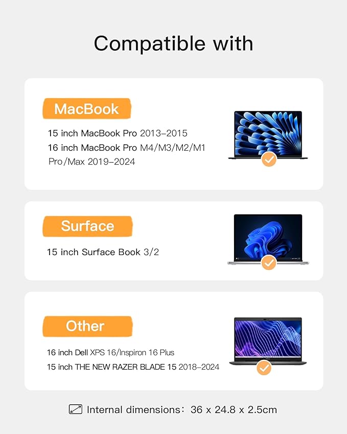 Inateck 360° Protective Laptop Bag with Accessory Bag, Compatible with 16-inch MacBook Pro/Max M4 M3 M2 M1 2019-2024, Black Gray