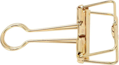 Clips 32mm Metal, 50 Pieces Strong Clamping Force, Hollow Design, Bronze - Assorted Sizes, Medium Shaped Paper Clips, Cute Office and School Supplies (Gold)