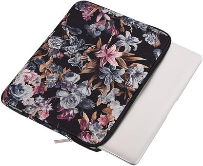 Laptop Sleeve 14 Inch,Waterproof Protective Notebook Case Briefcase Carrying Bag Compatible with MacBook,Acer,Asus, Dell,Lenovo,Microsoft,HP Laptop Cover (Black Flowers-01, 13 inch)