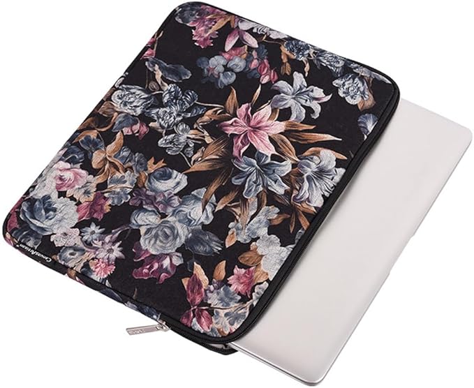 Laptop Sleeve 14 Inch,Waterproof Protective Notebook Case Briefcase Carrying Bag Compatible with MacBook,Acer,Asus, Dell,Lenovo,Microsoft,HP Laptop Cover (Black Flowers-01, 11 inch)