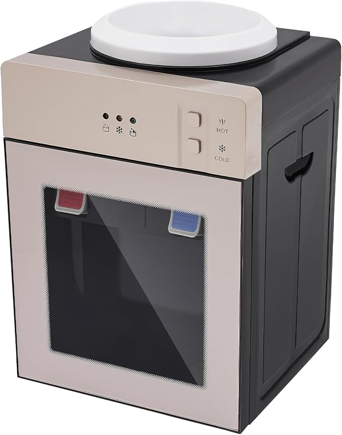 Water Dispenser Top Loading Countertop Water Cooler Dispenser with 3 Temperature Settings Desktop Electric Hot and Cold Dispenser for Home, Office, Dormitory (Champagne Gold)