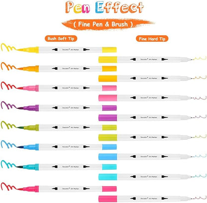 Soucolor Teacher Appreciation Gifts, College Graduation Gifts, 36 Colors Dual Tip Art Brush Markers Pens for Adult Coloring Books Kids Note taking Planner Lettering Drawing Preppy School Stuff