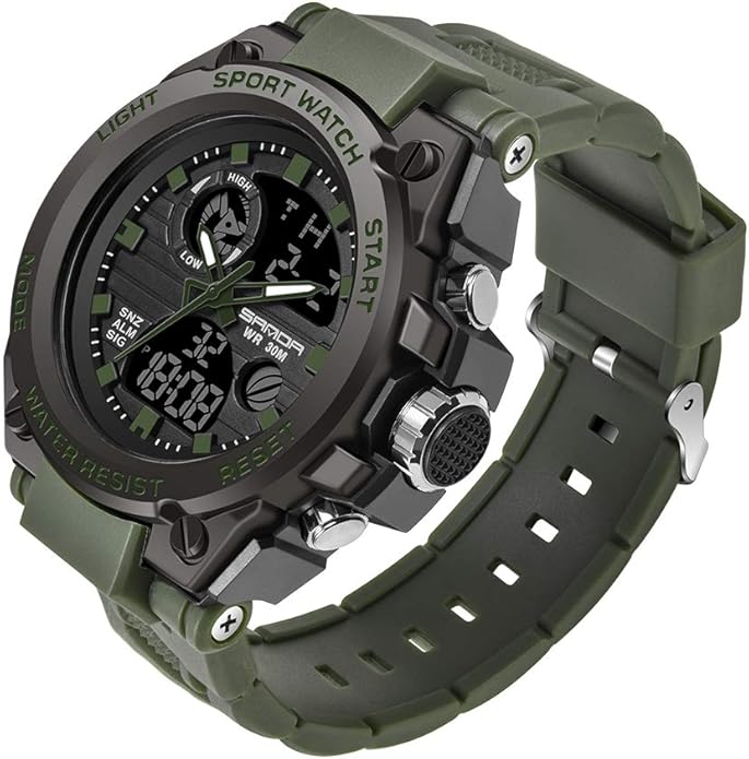 KXAITO Men's Watches Sports Outdoor Waterproof Military Watch Date Multi Function Tactics LED Alarm Stopwatch
