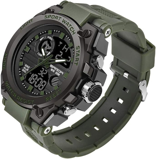 KXAITO Men's Watches Sports Outdoor Waterproof Military Watch Date Multi Function Tactics LED Alarm Stopwatch