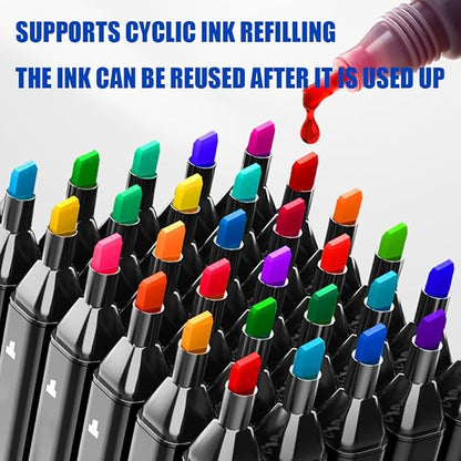 Alcohol Markers, 120 Colors Art Drawing Set for Kids Adults Dual Tip Permanent Sketch, With Organizing Case