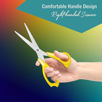 EXTRIC Heavy Duty Stainless Steel Scissors, 7" All Purpose, 6 Pack, Yellow Color