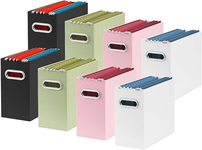 Oterri Cardboard File Organizer Box for Hanging File Folders Letter Size,File Box for Computer Desk,File Cabinet,Working Home,Office,Classroom (Multi color, Letter Size - 8 Packs)