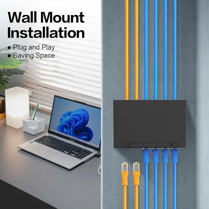 6Port Patch Panel CAT7 Keystone Patch Panel Shielded Network Patch Patch with Smart Cable Management for Home/Office Network (1U 6Port, CAT7)