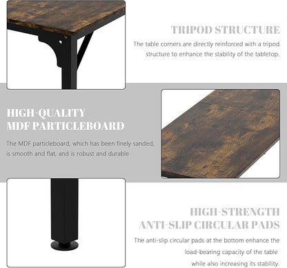 78.7 Inches Extra Long Desk,6.5ft Office Table with Flexible Configuration,Large Computer Table with Adjustable Footpads,Stable Structure,Standing Desk for 2 Person (Brown)