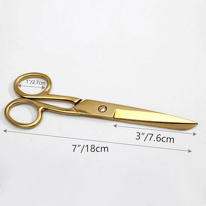 NatSumeBasics 7" Gold Scissors Craft Tailor Fabric Brass Scissors All Purpose Stainless Steel Professional Dressmaker Shears for Desk School Office Home (Gold)