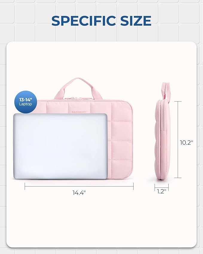 BAGSMART 13-14 inch Laptop Case Sleeve with Handle, Fluffy Padded Laptop Bag with Zipper, Macbook Case Fitted with Macbook Air/Pro 13.3 inch, Puffy Laptop Cover Fitted with Dell, HP