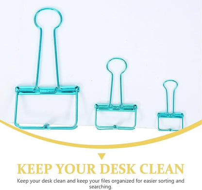 20Pcs Colorful Mini Binder Clips Assorted Large Medium Small Hollow Document Clips for Office Teacher School and Business Stainless Steel Paper Clamps for Filing and Organizing